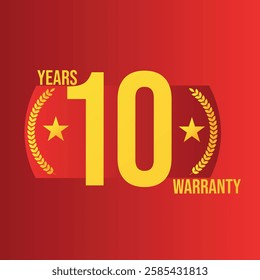10 Years Warranty Limited Warranty Badge Collection with red color