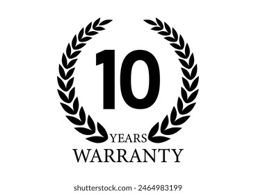 10 Years Warranty. Warranty Sign. Vector Illustration Isolated on White Background. 