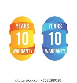 10 years warranty yellow and blue badge with white background 