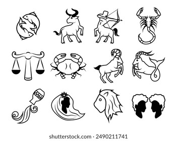 10 Zodiac Sign Vector Set