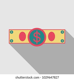 100, 50 Dollar Banknotes. Bill one hundred, fifty dollars. Suitable for discount cards, leaflet, coupon, flyer, vouchers. Vector, flat style. American president Franklin, Grant. Horizontal.