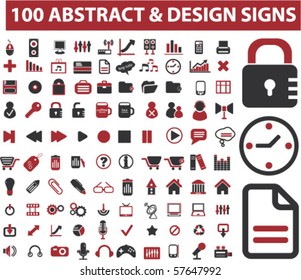 100 abstract & design signs. vector