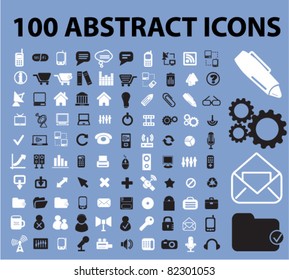 100 abstract icons, signs, vector illustrations