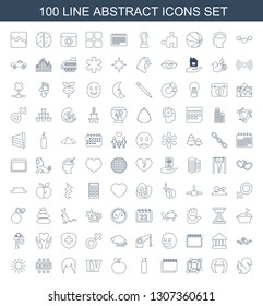 100 abstract icons. Trendy abstract icons white background. Included line icons such as squirrel, woman hairstyle, cube, calendar, cleanser. abstract icon for web and mobile.