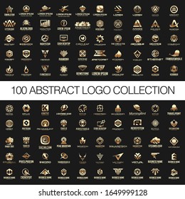 100 Abstract logo designs collection mega set. Huge mega collection vector logo template. 