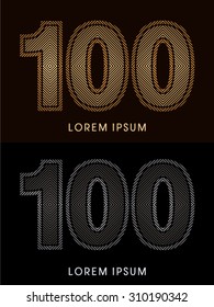 100 ,abstract luxury font, Designed using gold and black line square, geometric shape, graphic vector.