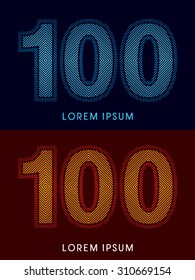 100 ,abstract luxury font, Designed using cool and hot colors, line square, geometric shape, graphic vector.