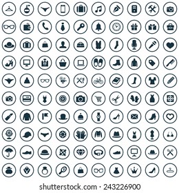 100 accessories icons big universal set 