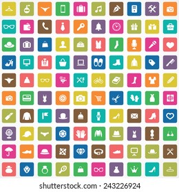 100 accessories icons big universal set 