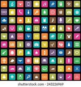 100 accessories icons big universal set 