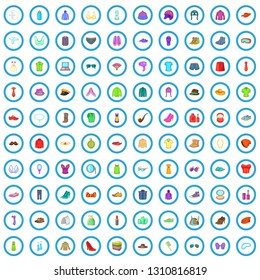 100 accessories icons set in cartoon style for any design vector illustration