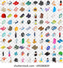 100 accessories icons set in isometric 3d style for any design vector illustration