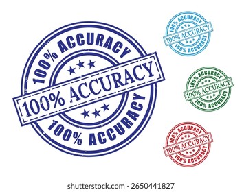 100% Accuracy Guarantee Blue Red Green Teal Certified Precision Stamp Graphics