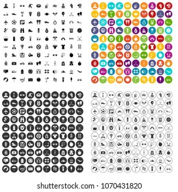 100 active life icons set vector in 4 variant for any web design isolated on white