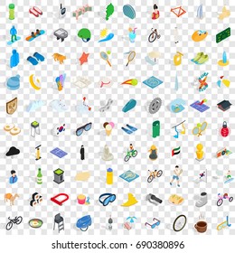 100 active life icons set in isometric 3d style for any design vector illustration