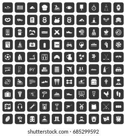 100 activity icons set black