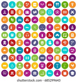 100 activity icons set color
