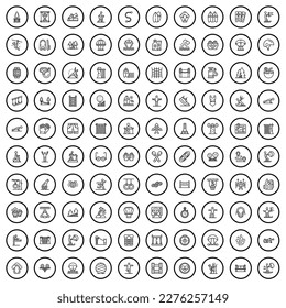 100 iconos de actividad. Ilustración de esquema de 100 iconos de actividad conjunto de vectores aislados en fondo blanco