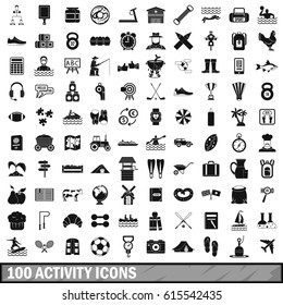 100 activity icons set in simple style for any design vector illustration