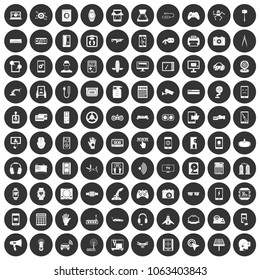 100 adjustment icons set in simple style white on black circle color isolated on white background vector illustration
