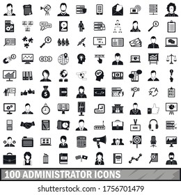 100 administrator icons set in simple style for any design vector illustration