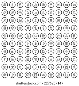100 adult icons set. Outline illustration of 100 adult icons vector set isolated on white background