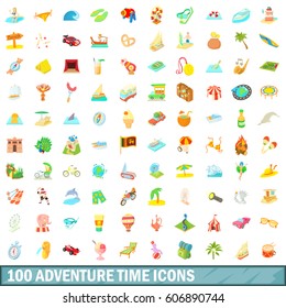 100 adventure time icons set in cartoon style for any design vector illustration
