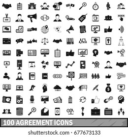 100 agreement icons set in simple style for any design vector illustration