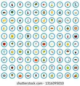 100 agricultural art icons set in flat style for any design vector illustration