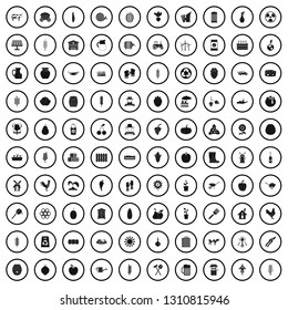 100 agricultural exhibition icons set in simple style for any design vector illustration