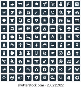 100 agriculture, farm icons