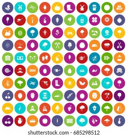 100 agriculture icons set color