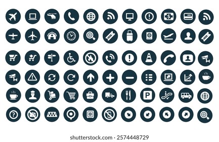 100 airport icons big universal set