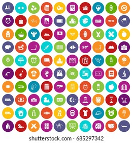 100 alarm clock icons set color