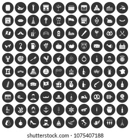 100 alcohol icons set in simple style white on black circle color isolated on white background vector illustration