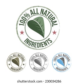 100% All Natural Ingredients Vector Illustration Seal