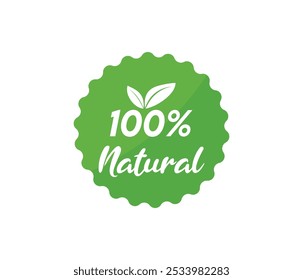 100% todo o selo natural, rótulo ou ícone de etiqueta para produtos naturais e sites