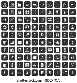 100 ambulance icons set black