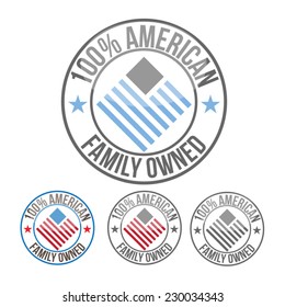 100% American family owned vector illustration