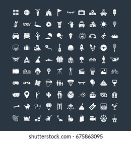 100 Amusement Park Icon Set