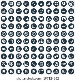 100 analytics, research icons