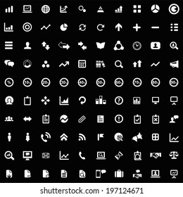 100 analytics, research icons