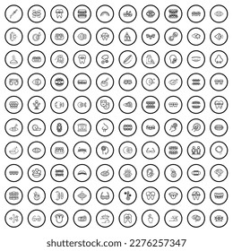 100 anatomy icons set. Outline illustration of 100 anatomy icons vector set isolated on white background