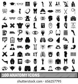 100 anatomy icons set in simple style for any design vector illustration