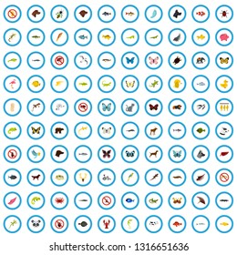 100 animal icons set in flat style for any design vector illustration