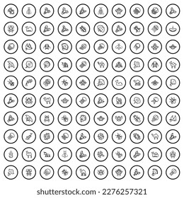 100 animal icons set. Outline illustration of 100 animal icons vector set isolated on white background