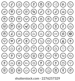 100 animal icons set. Outline illustration of 100 animal icons vector set isolated on white background