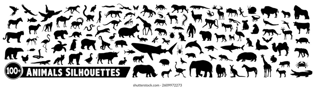 100+ animal silhouette bundle set
