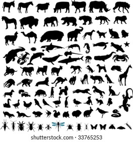 100 Animal Vector Silhouettes