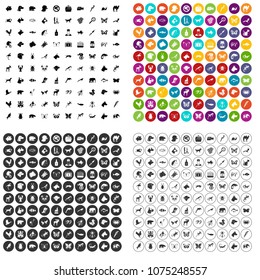 100 animals icons set vector in 4 variant for any web design isolated on white